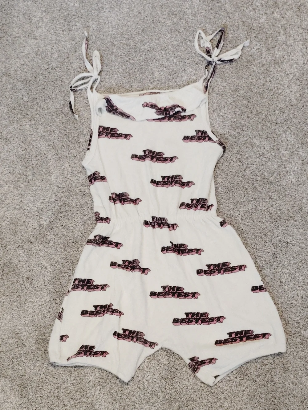 Hugo Loves Tiki Cream Tie-Shoulder Kids One-Piece Bodysuit